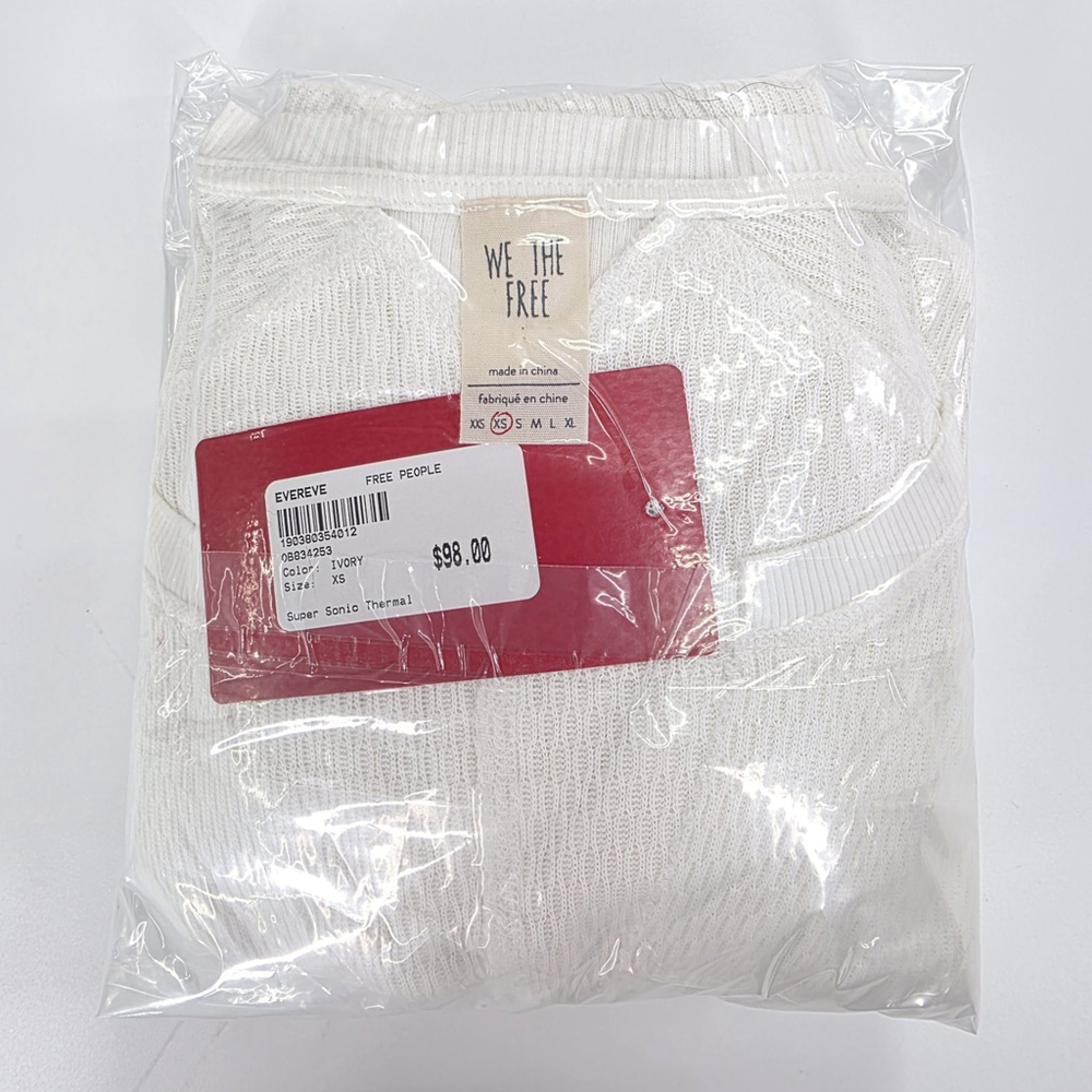 NWT Free People Super Sonic Thermal Tunic XS Ivory Boho Long Top - Picture 11 of 11